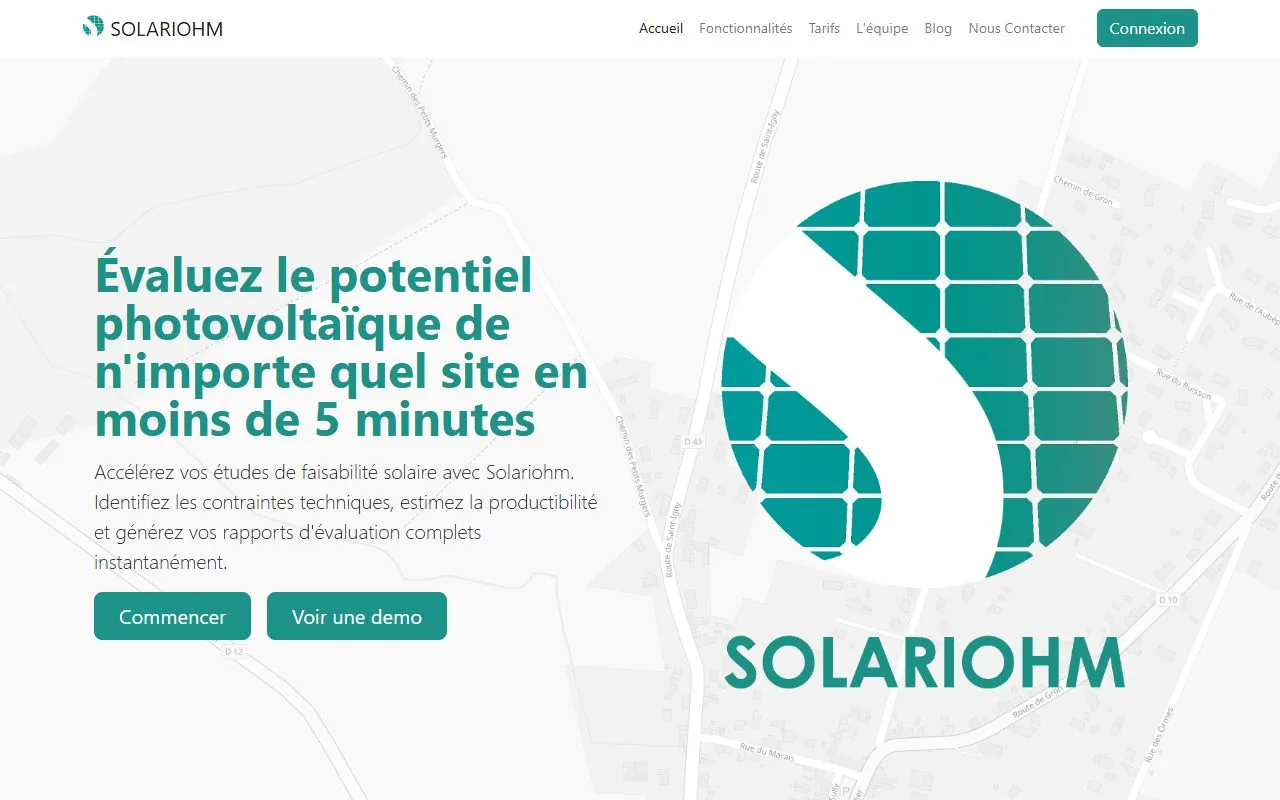 Page d'accueil du site Solariohm